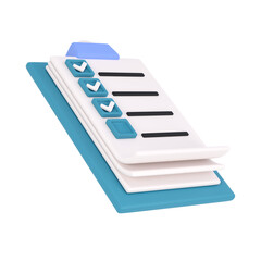 Fototapete - 3d white clipboard icon task management todo check list on turquose plane background. Work project plan concept, isolated transparent png