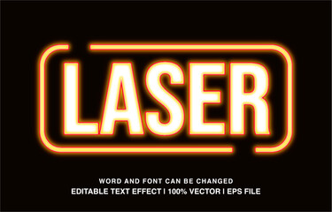 Wall Mural - Laser editable text effect template, orange neon light futuristic style typeface, premium vector