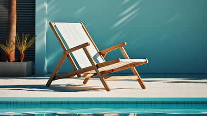 Wall Mural - Beach chairs by the pool.