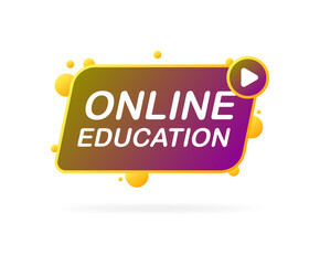 Aufkleber - Online education button. Flat, color, online education, online learning. Vector illustration