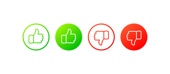 Poster - Like icons. Different styles, color, thumbs up, like in a circle. Vector icons