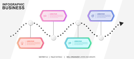 Wall Mural - Simple and Clean Presentation Business Infographic Design Template with 4 Bar of Options
