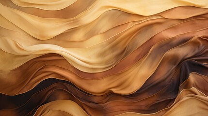 Abstract brown waves background. Caramel, coffee blending gradient wavy texture. Modern AI illustration. Chocolate wave wallpaper.