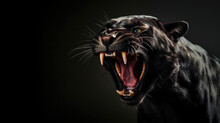 Fierce Black Panther Roaring In Isolation