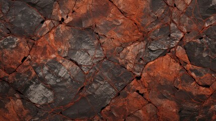 Poster - Dark red orange brown rock texture with cracks.