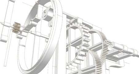 Poster -  clock mechanism symbol 3d rendering