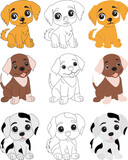 Fototapeta Pokój dzieciecy - puppies character coloring book vector