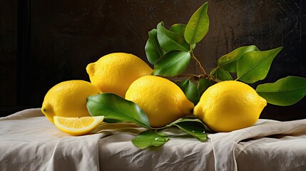 Sticker - A lemon and slices of lemon on the table.