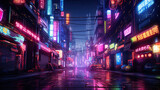 Fototapeta Fototapeta Londyn - Neo tokyo, cyberpunk city, futuristic, urban, illustration