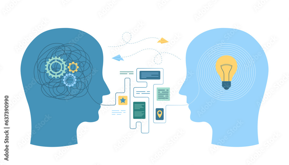 Tangled Communication Vector de Stock Creative help in difficult problem, understanding ...