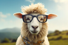Cute Goat Wearing Glasses