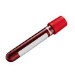 test tube with red blood and transparent background premium 3d render