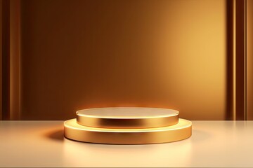 Poster - elevated elegance. gold adorned stage design. spotlight on style. minimalist studio podium. abstract