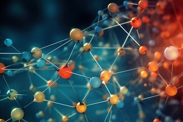 Colorful molecule background generative ai