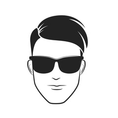 Wall Mural - Cool stylish male head barbershop logo. Trendy hairdresser emblem vector illustration