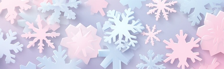 Multicolor snowflakes on candy pastel background