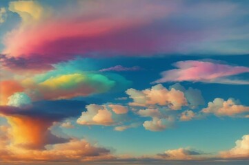 Wall Mural - colored clouds in the sky. seamless looping 4K time-lapse virtual video animation background. Generative AI