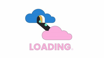 Poster - Surrealism clouds line 2D loading animation. Spheres rolling down ramp animated cartoon linear concept 4K video loader motion graphic. Abstract composition. Psychedelic clouds download process gif