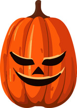 Halloween Orange Butternut Pumpkin Jack Lantern Isolated On White Background