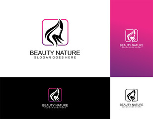 Wall Mural - Vector image. Logo for business in the industry of beauty, health, personal hygiene. Beautiful image of a female face. Linear stylized image. Logo of a beauty salon, health industry, makeup artist.