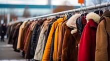 Coat Drive Promotion: Motivating Clothing Donation With Photos Of Coats Hanging On Coathangers For Effective Marketing Assistance: Generative AI