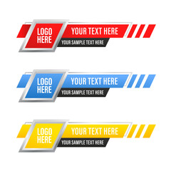 Poster - Set of Lower third vector design with black, red, yellow, blue, color overlay strip text video. breaking News, sport, live Lower Thirds Pack. Vector illustration