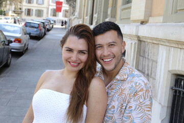 Wall Mural - Heterosexual couple enjoying a date 