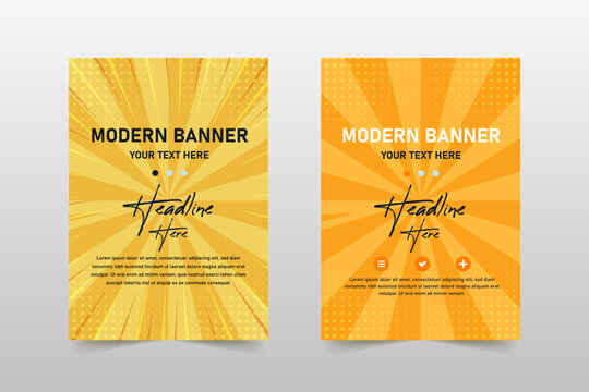 Modern Flat Comic Style Banner Template With Dots