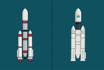 isro satellite launch vehicle (gslv) vector illustration | indian space program | chandrayaan