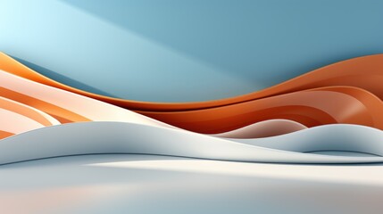 Poster - Empty pedestal, podium in blue and orange colors, beauty product mockup, mediterranean feel.