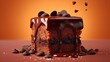 sztuka komputerowa na słodko z kawałkiem czekoladowego ciasta z polewą czekoladową