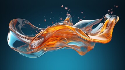 Poster - 3D image of fluid abstract 3D floating objects zro gravity