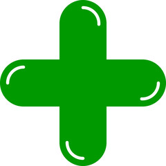 Poster - Green plus sign. Vector icon. Cross symbol of safety guidance.