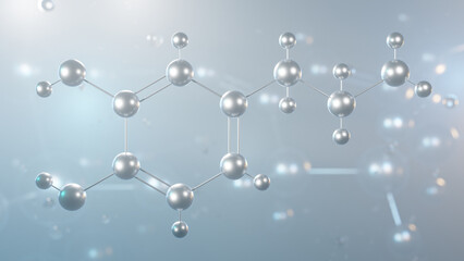 Poster - dopamine molecular structure, 3d model molecule, neuromodulatory molecule, structural chemical formula view from a microscope