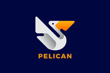 Fototapete - Pelican Logo Bird Abstract Fying Geometric Design Vector