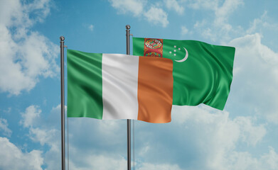 Turkmenistan and Ireland flag