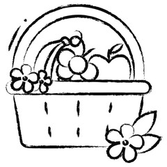 Wall Mural - Hand drawn Fruit basket icon