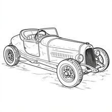 Retro Car Coloring Page For Kids. Vintage Transportation Coloring Page Created With Generative AI Technology