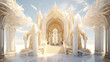 Heaven's gate, divine portal, palace in the clouds, pearly gates, white and gold, background