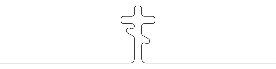 Poster - cross icon line continuous drawing vector. one line christian cross icon vector background. orthodox