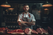 Portrait Of A Butcher In His Shop