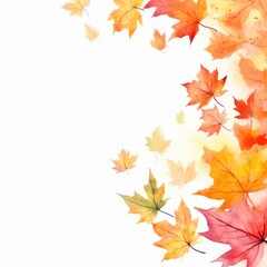 Canvas Print - Autumn background with watercolor maple leaves