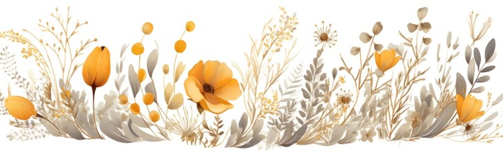 Sticker - Watercolor Background With Flowers isolated.