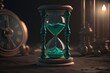 Hourglass on the table. Time concept