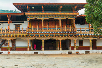 Wall Mural - Inside the courtyard of the Punakha Dzong in Bhutan