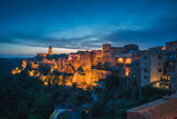 Fototapeta  - Italian medieval city at sunset, Pitigliano in the province of Grosseto in southern Tuscany, Italy