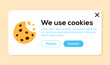 © julkirio - We use cookies concept. Internet web pop up banner. Website policy notification. Accept cookies mobile web page template. GDPR data protection. Flat cell phone interface design vector illustration.