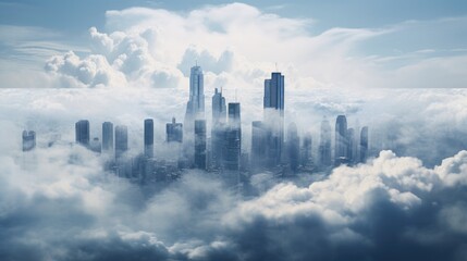 Wall Mural - A view of a city in the clouds