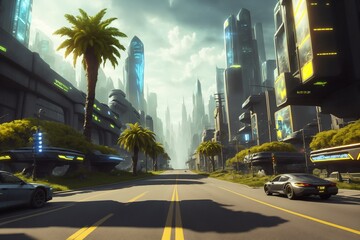 Wall Mural - Sci fi modern metaverse city