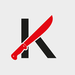 Wall Mural - Letter K Knife Logo Design Vector Template Knife Symbol With Alphabet